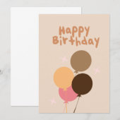 Bohemische ballonnen Happy Birthday Hand Lettering Kaart (Voorkant / Achterkant)
