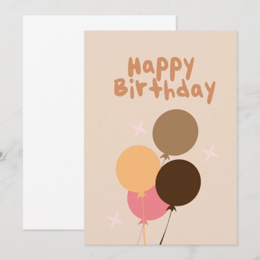 Bohemische ballonnen Happy Birthday Hand Lettering Kaart (Voorkant / Achterkant)