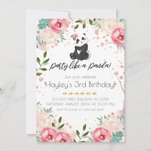 Bohemische bloemen als een Panda-dag Kaart (Voorkant)