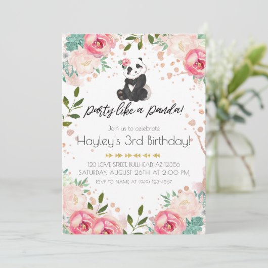 Bohemische bloemen als een Panda-dag Kaart (Staand voorkant)