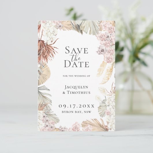 Bohemische botanische Lijst sparen de datum Aankondiging (Staand voorkant)