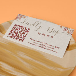 Bohemische bruiloft RSVP Online website met QR-cod Informatiekaartje