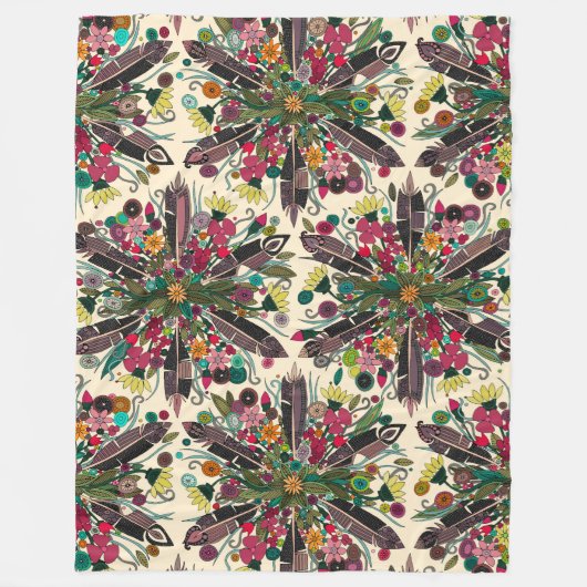 bohemische crème fleece deken (Voorkant)