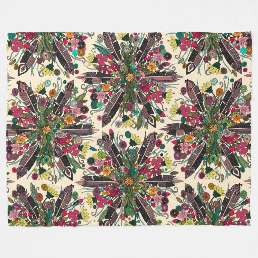 bohemische crème fleece deken (Voorkant (Horizontaal))