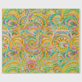 Bohemische explosie in groen en geel cadeaupapier (Vlak)