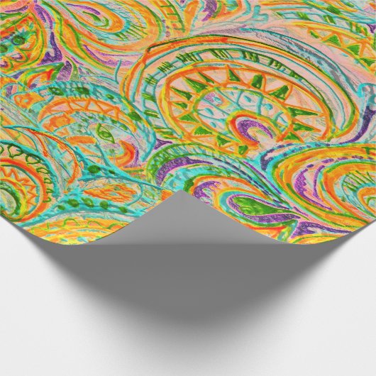 Bohemische explosie in groen en geel cadeaupapier (Hoek)