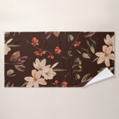 Bohemische florale naadloos patroon met donkerbrui badhanddoek (Badhanddoek)