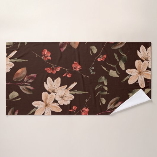 Bohemische florale naadloos patroon met donkerbrui badhanddoek (Badhanddoek)