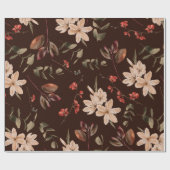 Bohemische florale naadloos patroon met donkerbrui cadeaupapier (Vlak)