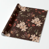 Bohemische florale naadloos patroon met donkerbrui cadeaupapier (Uitgerold)