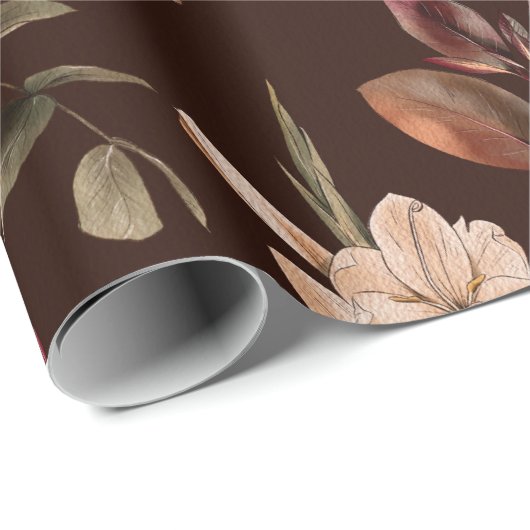 Bohemische florale naadloos patroon met donkerbrui cadeaupapier (Rol Hoek)