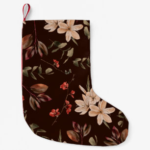 Bohemische florale naadloos patroon met donkerbrui kleine kerstsok