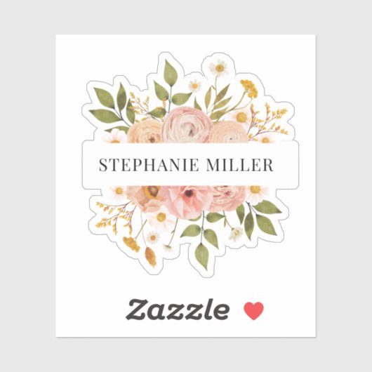 bohemische florale volledige of voornaam sticker (Vel)