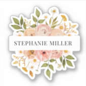  bohemische florale volledige of voornaam sticker (Voorkant)