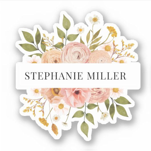 bohemische florale volledige of voornaam sticker (Voorkant)