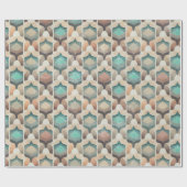 Bohemische Geometrische Turquoise Pattern Wrap Cadeaupapier (Vlak)