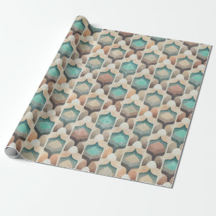 Bohemische Geometrische Turquoise Pattern Wrap Cadeaupapier