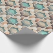 Bohemische Geometrische Turquoise Pattern Wrap Cadeaupapier (Hoek)