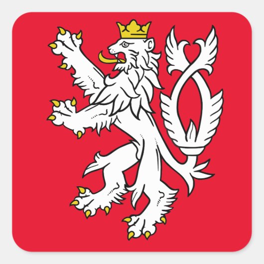 Bohemische heraldische leeuw vierkante sticker (Voorkant)