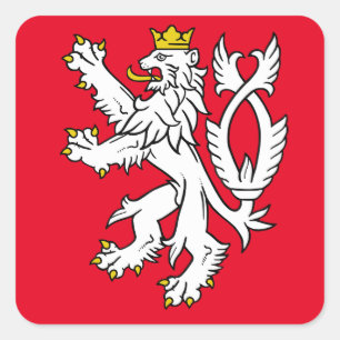 Bohemische heraldische leeuw vierkante sticker