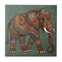 Bohemische olifant met decoratieve kunstkeramische tegeltje