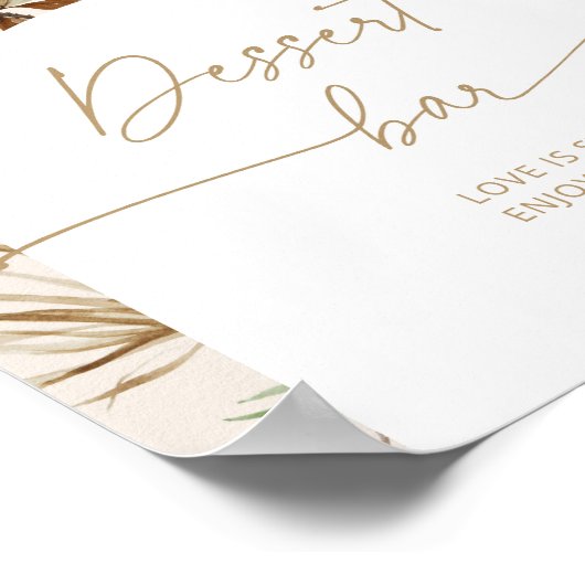 Bohemische pampas gras Dessert bar Poster (Hoek)