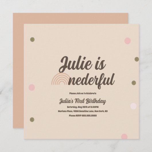 Bohemische regenboog, eerste verjaardag, nederige  kaart (Voorkant / Achterkant)