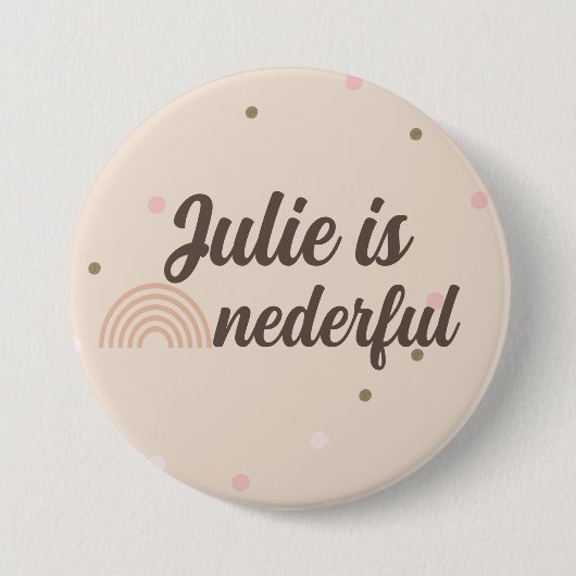 Bohemische regenboog, eerste verjaardag, nederige  ronde button 7,6 cm (Voorkant)