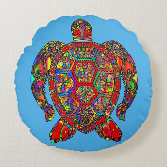 Bohemische schildpad rond kussen (Voorkant)