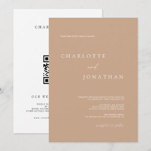 Bohemische Tan Minimalist Desert QR Code Weddensch Kaart