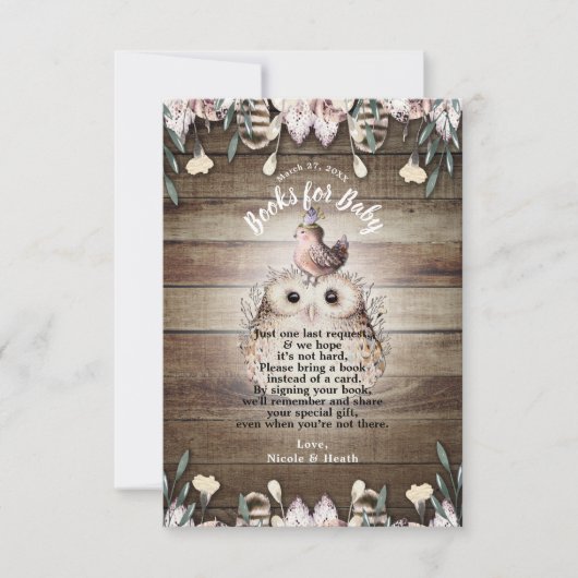 Bohemische Veer Friends Owl & Bird Book Request Kaart (Voorkant)