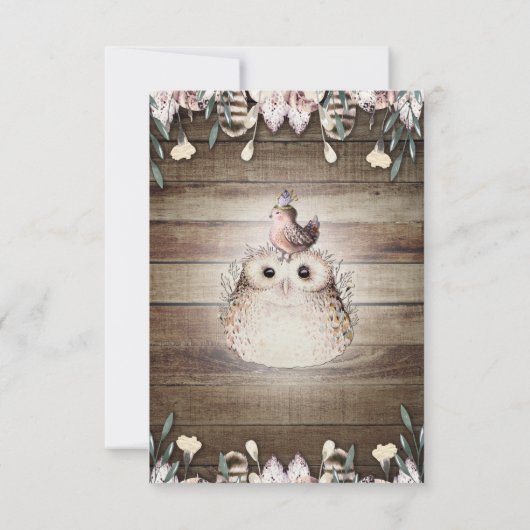 Bohemische Veer Friends Owl & Bird Book Request Kaart (Achterkant)