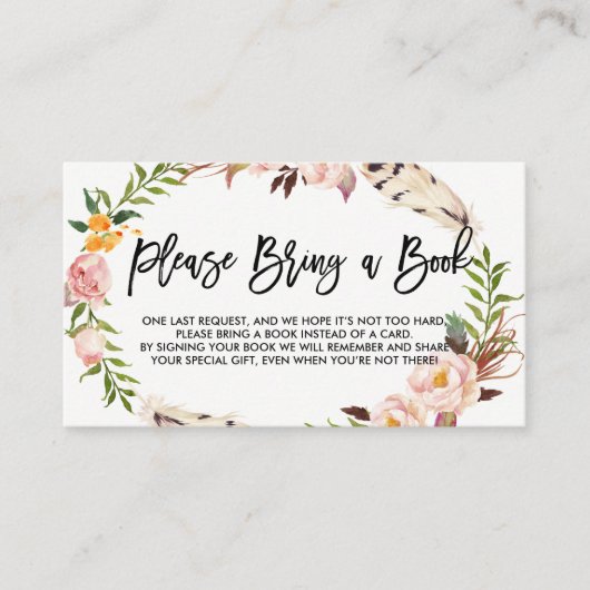 Bohemische veren en bloemen alstublieft informatiekaartje (Voorkant)