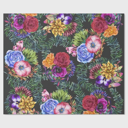 Bohemische Waterverf bloemen en tropische bladeren Cadeaupapier (Vlak)