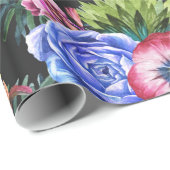 Bohemische Waterverf bloemen en tropische bladeren Cadeaupapier (Rol Hoek)