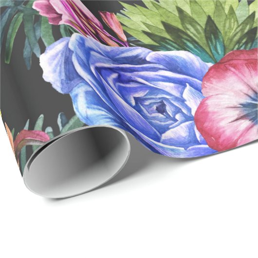 Bohemische Waterverf bloemen en tropische bladeren Cadeaupapier (Rol Hoek)