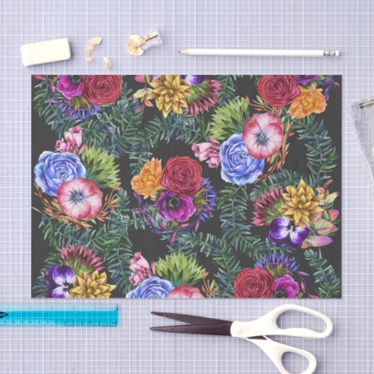 Bohemische Waterverf bloemen en tropische bladeren Tissuepapier (Craft)