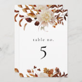 Bohemische Waterverf Herfst Floral-tabelnummer Kaart (Voorkant / Achterkant)