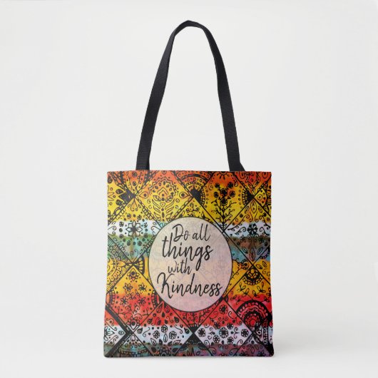 Bohemische Waterverf | Kindness Inspirerend Quote Tote Bag (Voorkant)