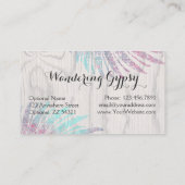 Bohemische zigeunerveren op Rustic Wood Boho Chic Visitekaartje (Achterkant)