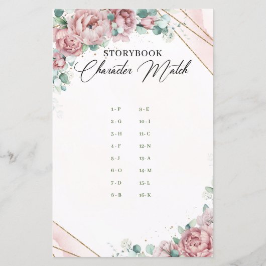 Bohemische zwarte rozen Storybook Character Match (Achterkant)