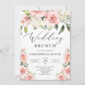 Bohemise blush roze perzikflorale bruinkbrunch kaart (Voorkant)