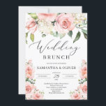 Bohemise blush roze perzikflorale bruinkbrunch kaart<br><div class="desc">Bohemian blush roze perzikperzikflorale bruinbrunch-uitnodiging,  Contact met me opnemen voor overeenkomende objecten of voor aanpassingen,  Blush Rozen ©</div>