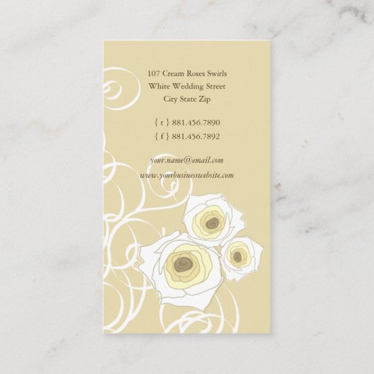 Bohemse  Cream-Rozen & -chipkaart Visitekaartje (Achterkant)