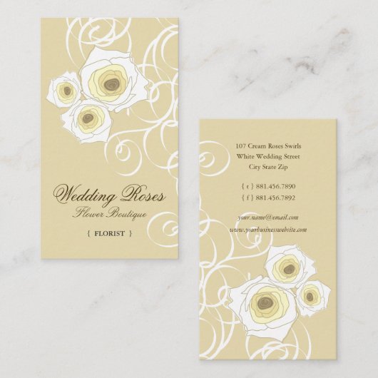 Bohemse  Cream-Rozen & -chipkaart Visitekaartje (Voorkant / Achterkant)