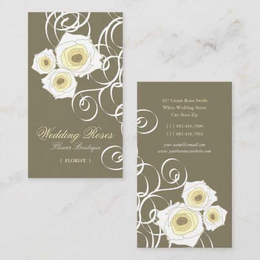 Bohemse  Cream-Rozen & -chipkaart Visitekaartje (Voorkant / Achterkant)