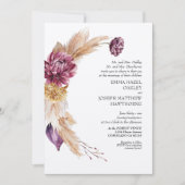 Bohemse Herfst Burgundy Floral Weddenschap Kaart (Voorkant)