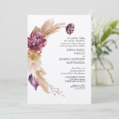 Bohemse Herfst Burgundy Floral Weddenschap Kaart (Staand voorkant)