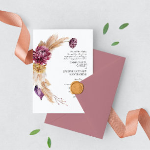 Bohemse Herfst Burgundy Floral Weddenschap Kaart