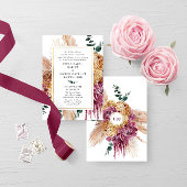 Bohemse Herfst Burgundy Floral Weddenschap Kaart